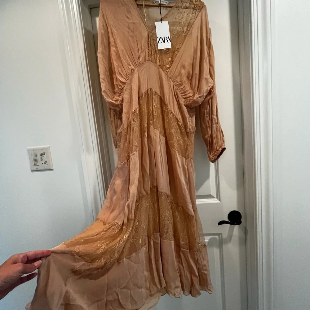 Zara Elegant Pink Lace Dress NWOT - Picture 5 of 10